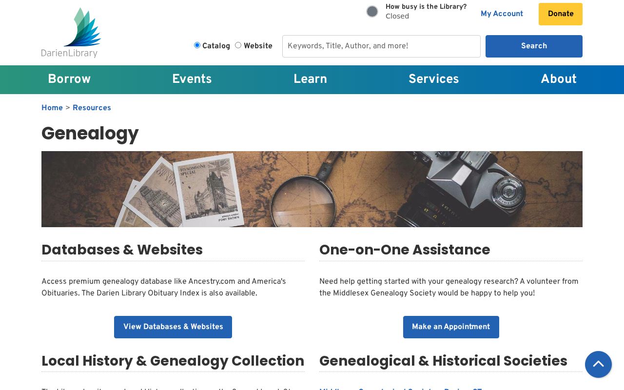 Darien city directory resources at the Darien Library genealogy page