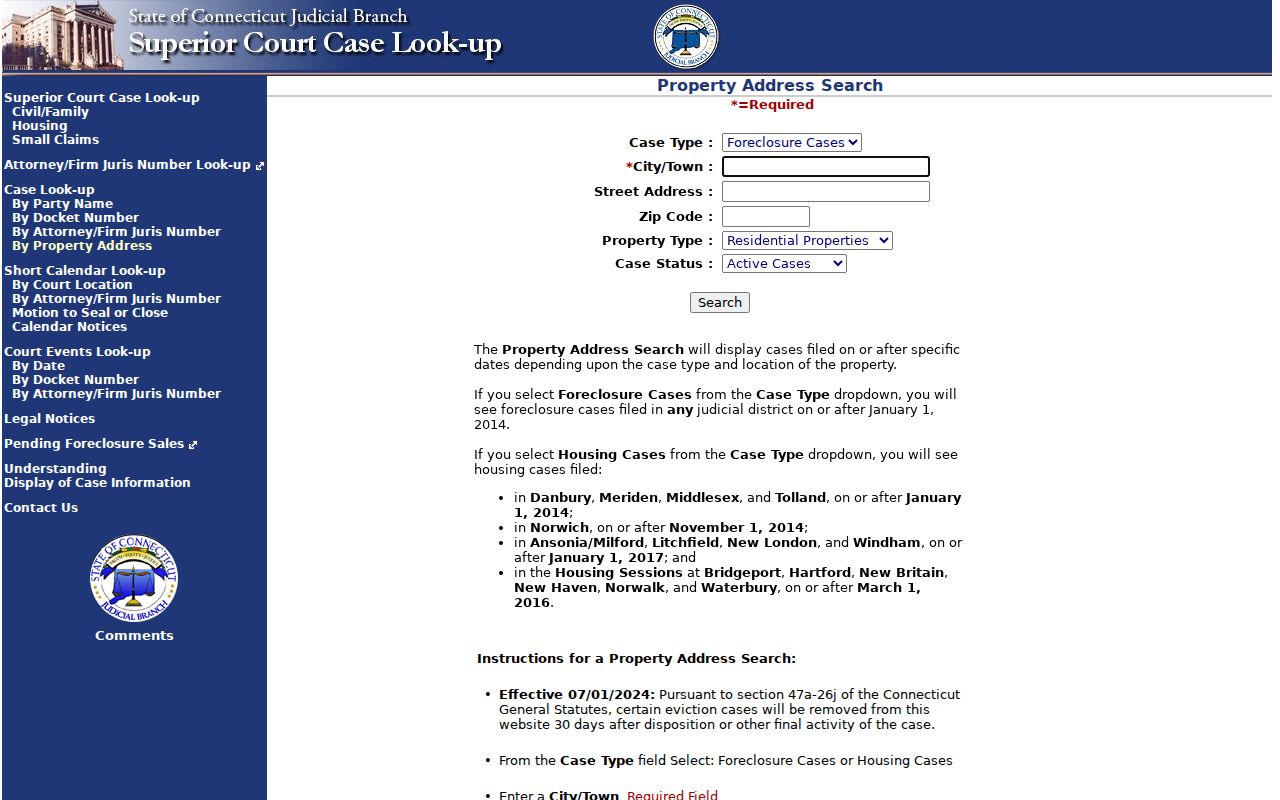 Darien resident lookup property address court search