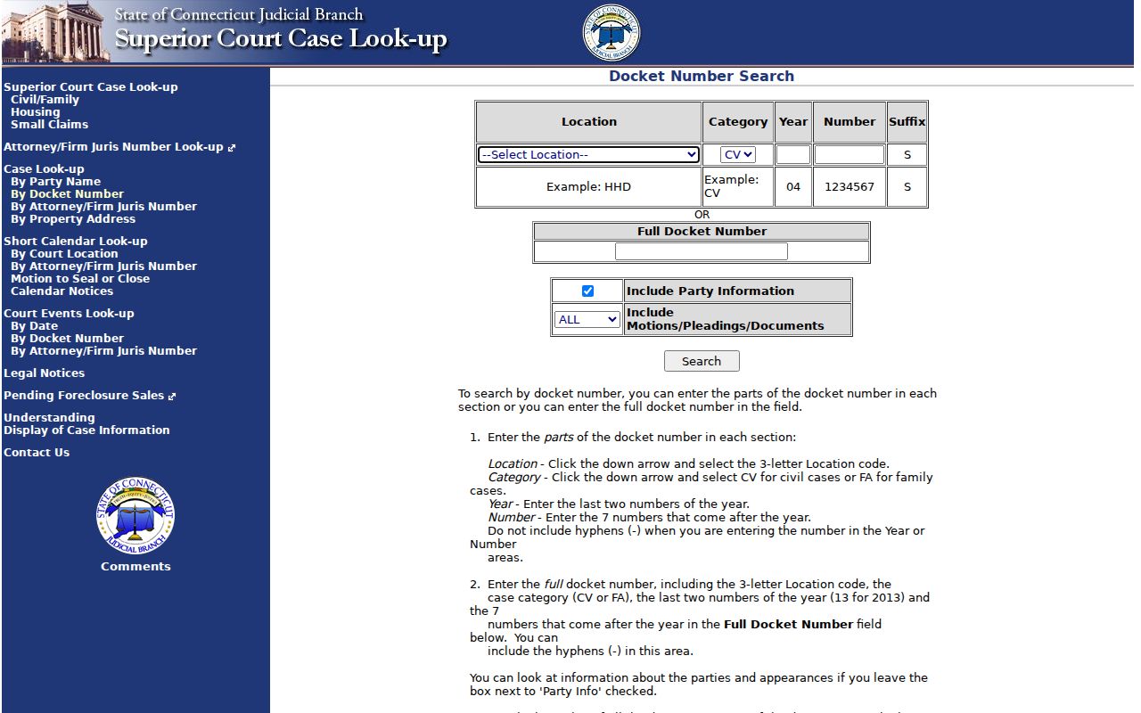 Darien resident lookup Connecticut court docket search