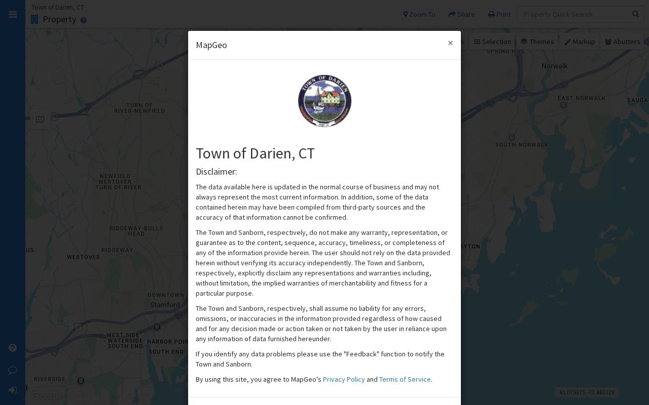 Darien street directory MapGeo parcel viewer